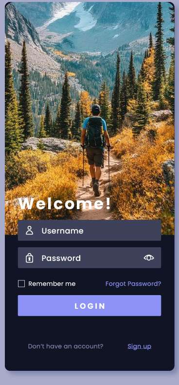 Trailhead welcome and login screen