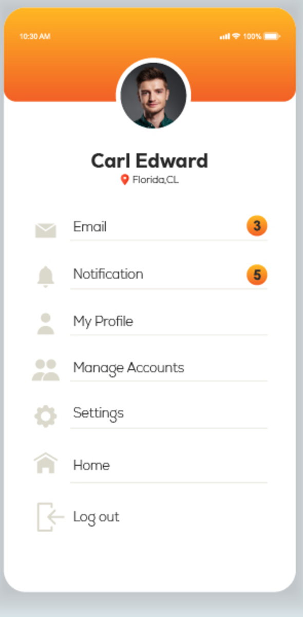 Profile and account menu