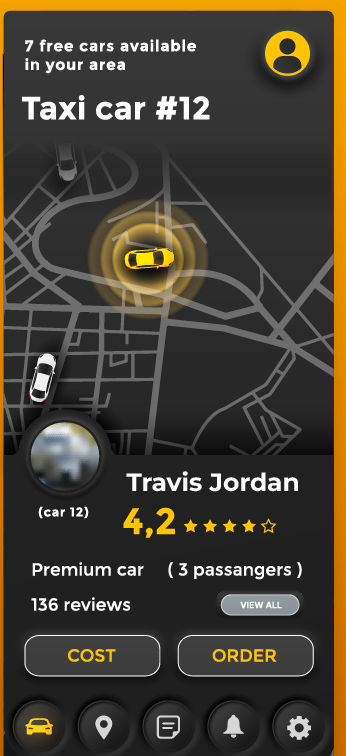 Tripzy driver detail screen for Travis Jordan, car 12